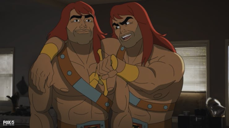 Zorn hugging himself in "Son of Zorn"