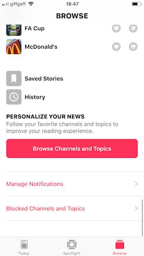 ios 12 apple news saved articles