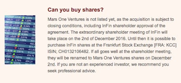 Mars One: Can you buy shares?