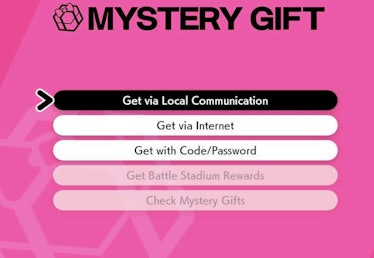 mystery gift menu pokemon sword and shield