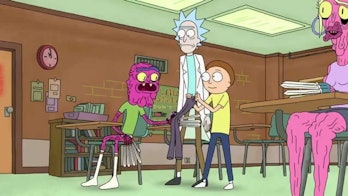 Morty and Rick talk to Scary Terry inside his dream.
