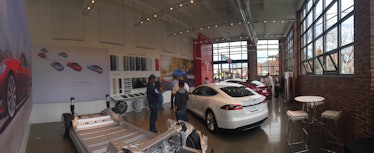 Inside the Tesla Red Hook store on Model 3 reservation day in March, 2016.