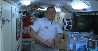 Oleg Skripochka conducting the experiment on the ISS.