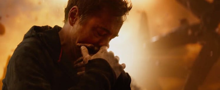 Tony Stark weeps over something on Titan.