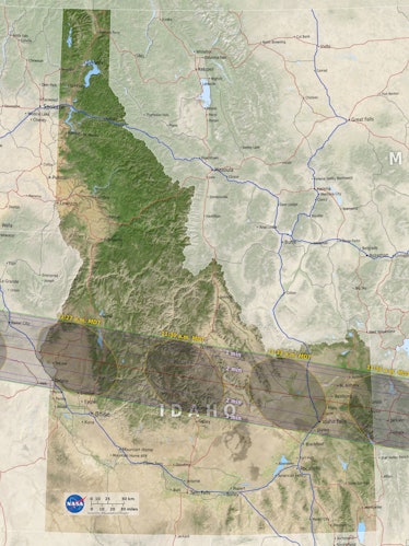 Eclipse map of Idaho