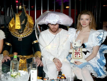 Elon Musk, entrepreneur Sean Parker, and actress Talulah Riley attend the annual Halloween Party, ho...