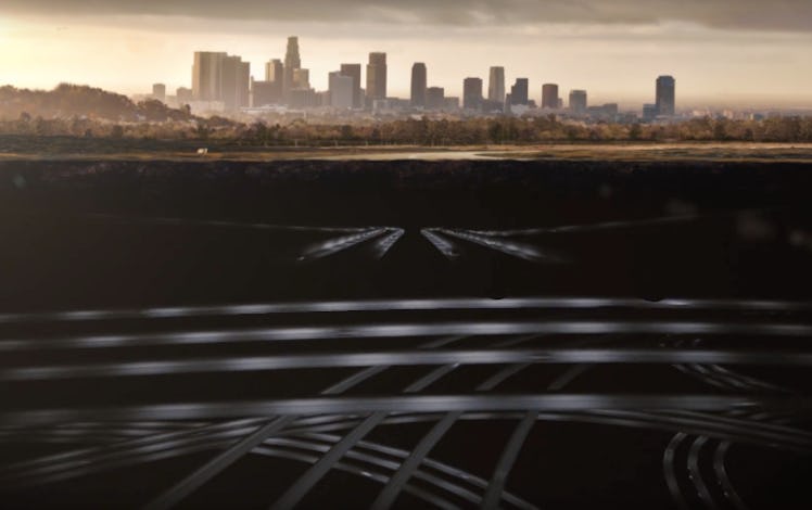 An illustration via The Boring Company imagines a system of tunnels running underneath cities like L...