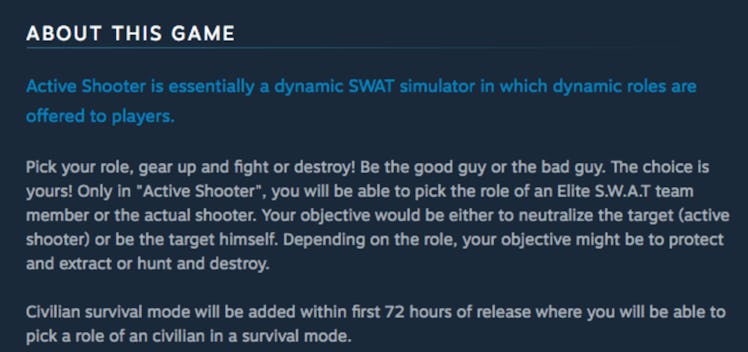 The description for 'Active Shooter'