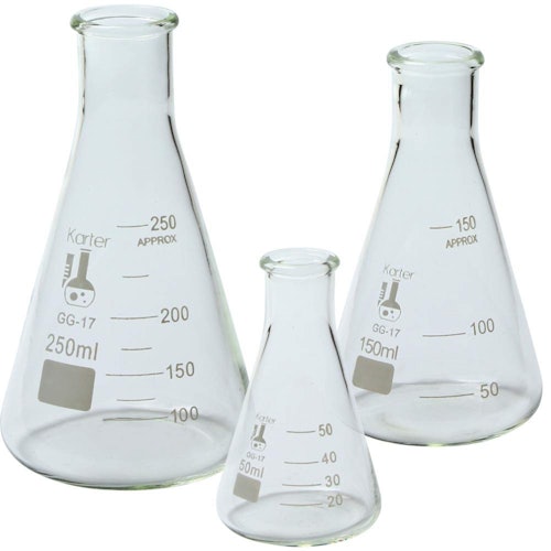 Glass Erlenmeyer Flask Set