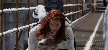 'Black Widow' white suit trailer breakdown