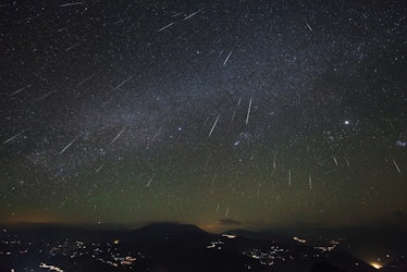 The Geminid meteor shower in action.