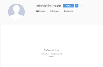 James Comey's Instagram account, @reinholdniebuhr.