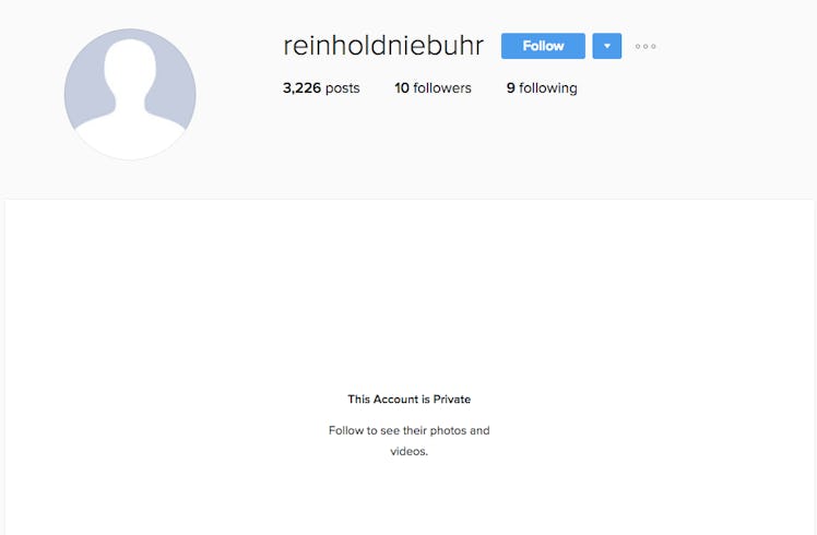 James Comey's Instagram account, @reinholdniebuhr.