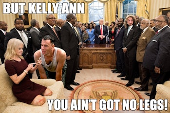 The Kellyanne Conway sitting meme blew up the internet.