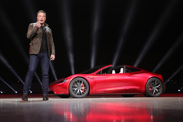 Elon Musk at the Tesla Semi event in November 2018, where he surprisingly debuted the next-generatio...