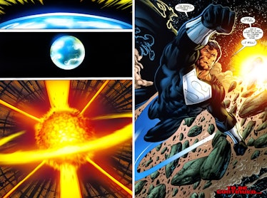 Superboy-Prime destroys Earth-15.