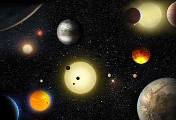 Artist's rendering of the planets discovered by Kepler thus far. Also maybe some aliens.