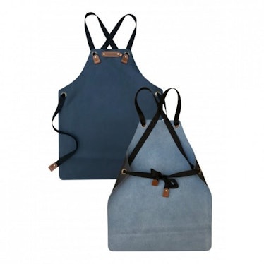 Blue leather aprons for kids.