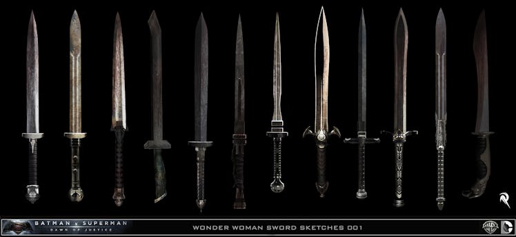 Designs for Wonder Woman's Sword in Batman v Superman