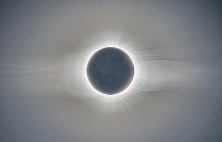 The Sun’s corona – the extended atmosphere, shaped by the magnetic field – seen in this image compos...