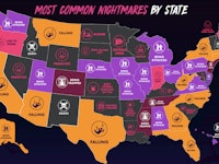 U.S. map that shows nightmares by State: Murder, falling, and personal attacks