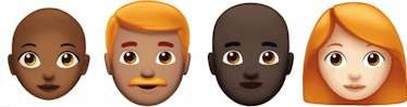 A dizzying spectrum of baldness and carrot-colored locks for the new emoji.