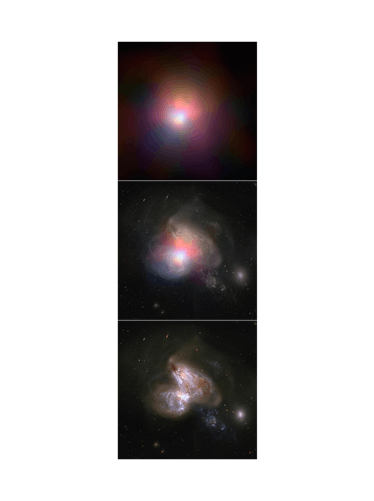 Collage of three fuzzball black holes