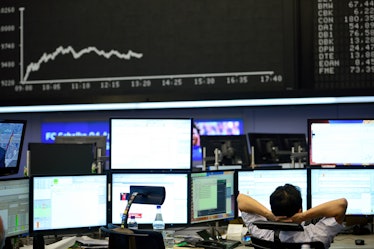 Computers inside a stock market agency office