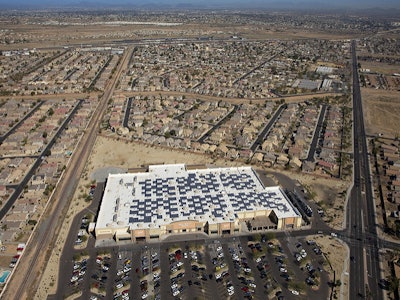 An aerial view of El Mirage, Arizona with a giant Walmart building