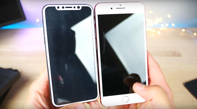 The rumored iPhone 8 (left) may lack a fingerprint scanner.