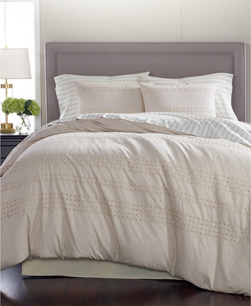 Martha Stewart Collection CLOSEOUT! Eyelet Stripe Cotton 8-Pc. Comforter Sets, Created for Macy's