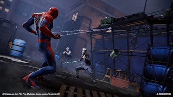 Spider-Man fighting some of Mister Negative's Inner Demons in 'Spider-Man' on PS4.
