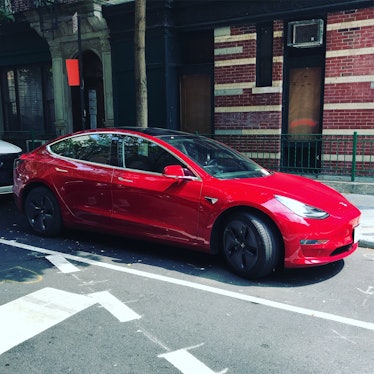 A Tesla Model 3 on the street in New York.