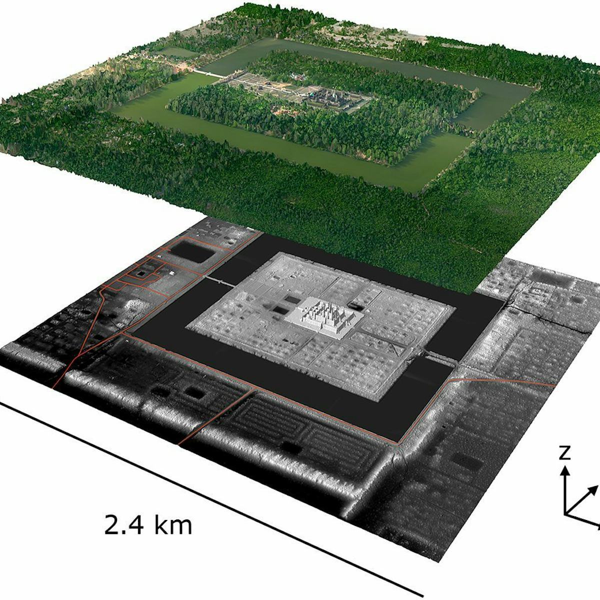 LIDAR Scans Reveal Hidden Megacity Around Cambodia's Angkor Wat Temple