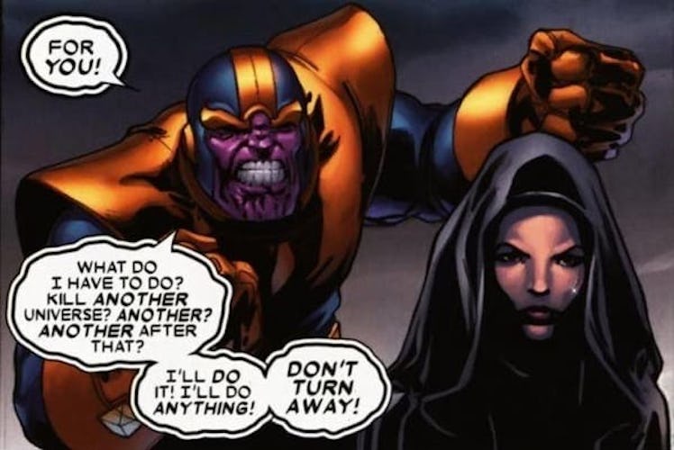 In the comics, Thanos tried to woo Death.