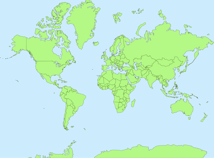 World Map (Mercator Projection)