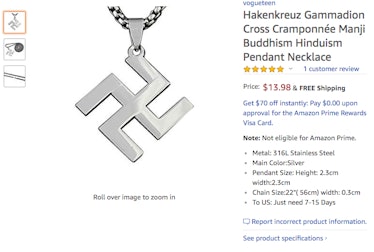 swastika necklace on Amazon.com.