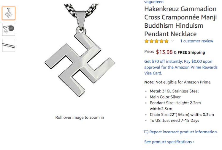 swastika necklace on Amazon.com.