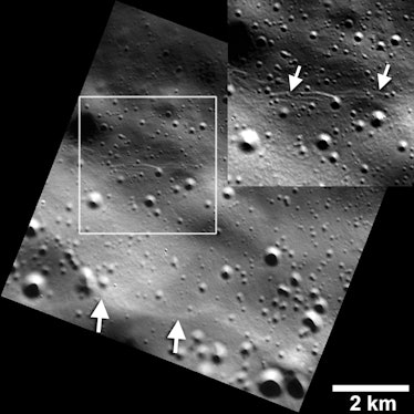 NASA Messenger photo of Mercury shows craters and fault lines.