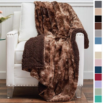 The Connecticut Home Company Shag with Sherpa Reversible Throw Blanket