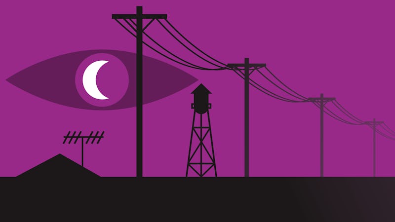 A black and purple screenshot from the game 'Welcome To Night Vale'