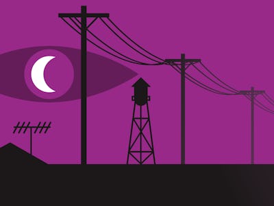 A black and purple screenshot from the game 'Welcome To Night Vale'