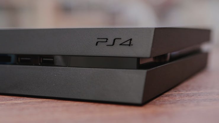A closeup of the PlayStation 4 Slim