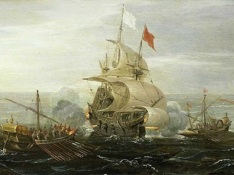 Illustration of pirates attacking a ship