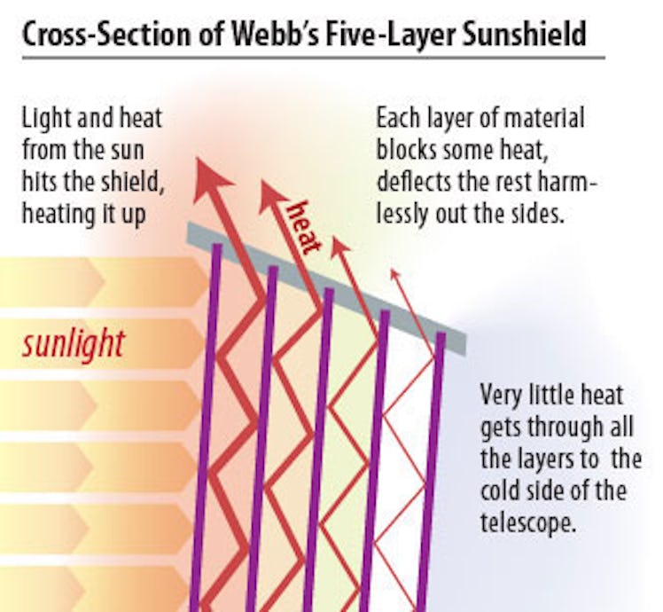 Cross section of JWST sunshield