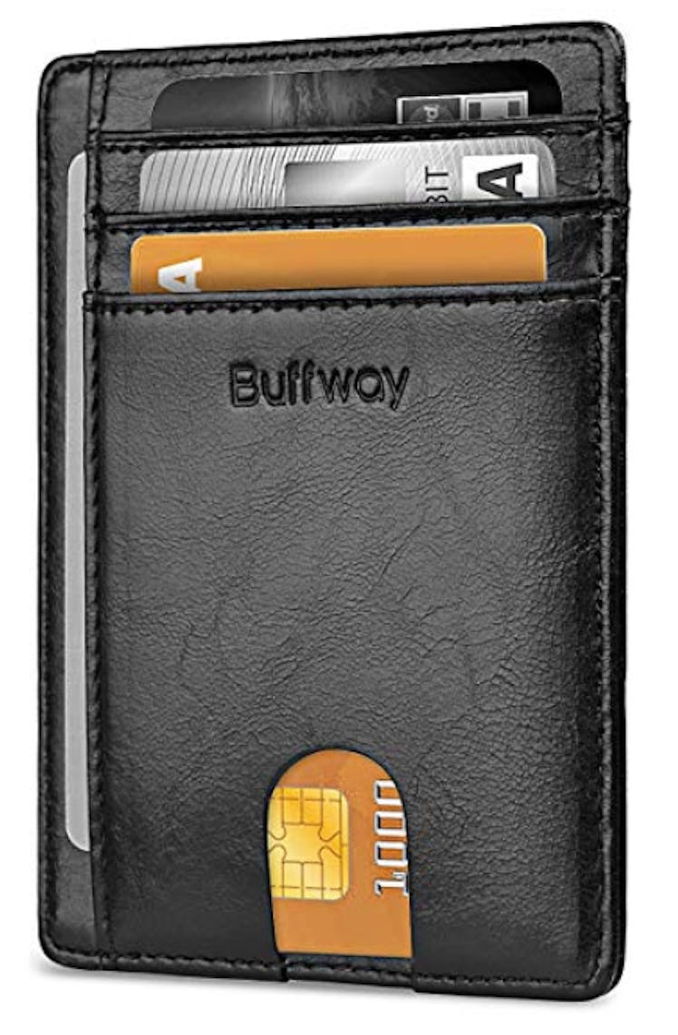 Buffway Slim Minimalist Front Pocket RFID Blocking Leather Wallet