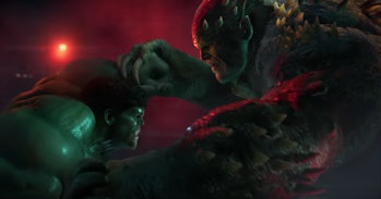 Still from cinematic trailer for 'Marvel's Avengers: A-Day' shown at E3 