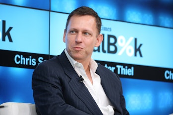 NEW YORK, NY - NOVEMBER 03: Partner at Founders Fund Peter Thiel participates in a panel discussion ...