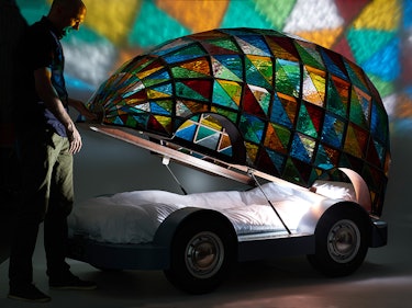 Wilcox's stained glass bed vehicle.
