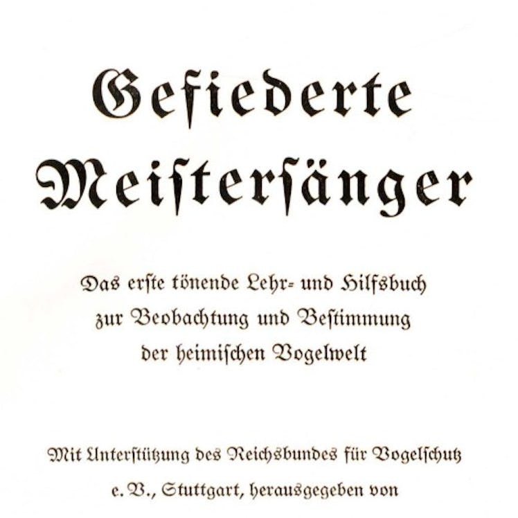 Cover of Ludwig Koch's first "sound book" of bird calls, "Gefiederte Meistersanger"